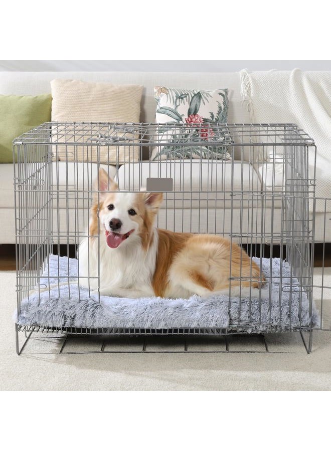 Vonabem Large Dog Bed Crate Pad 36 inch, Washable Pet Beds Medium Small Sized Dogs, Deluxe Plush Anti-Slip Puppy Mats for Sleeping, Soft Kennel Pads 35 * 23 inch Grey - Image 3